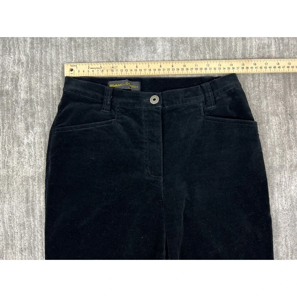 Michèle Magic Velvet Pants Womens 10 Black Straight Leg Shaping Tummy‎ Control